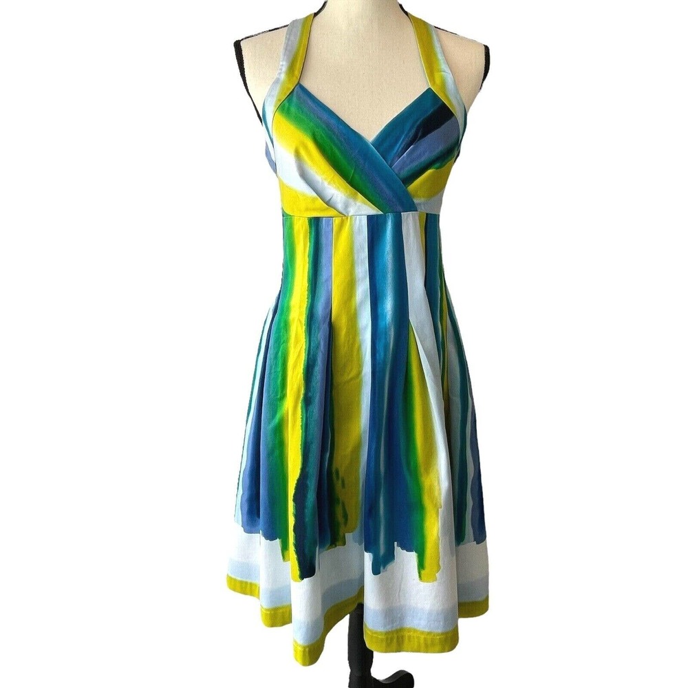 Calvin Klein Collection Striped Sleeveless Dress Back Zipper